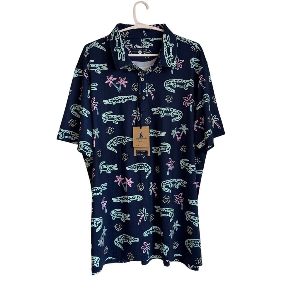 NWT Chubbies The Neon Glade Performance Polo 2.0, Floral Print, Men's XL